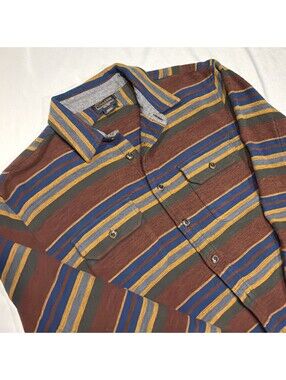 Pendleton Men’s Glacier Stripe Sherpa-Lined Cotton Shirt Jacket Size Large